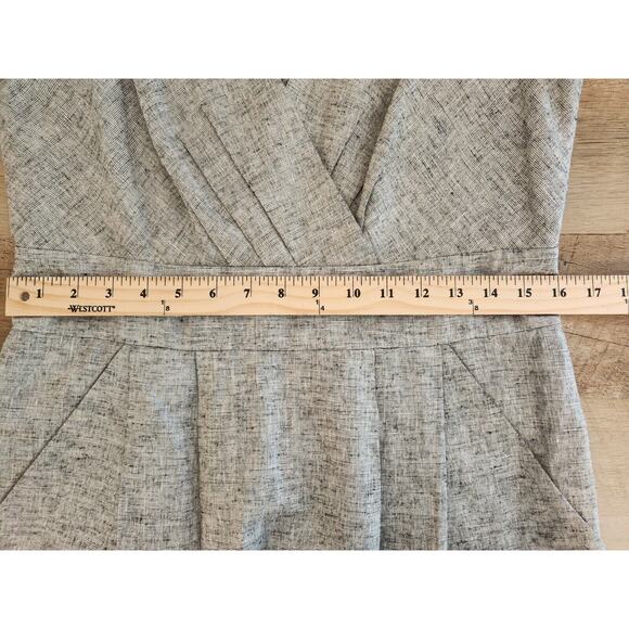 Ann Taylor Loft Womens Dress Gray Metallic Linen Blend Sz 8 Fit & Flare Pockets - Picture 9 of 11